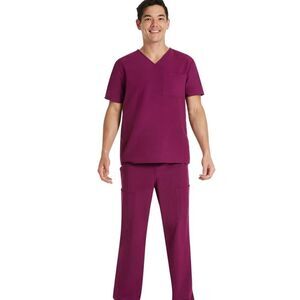 Scrubstar Unisex Wine Core Essentials V-Neck Stretch Scrub Top Size XL NWT